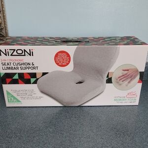 Gray Memory Foam Seat Cushion with Lumbar Support NWT